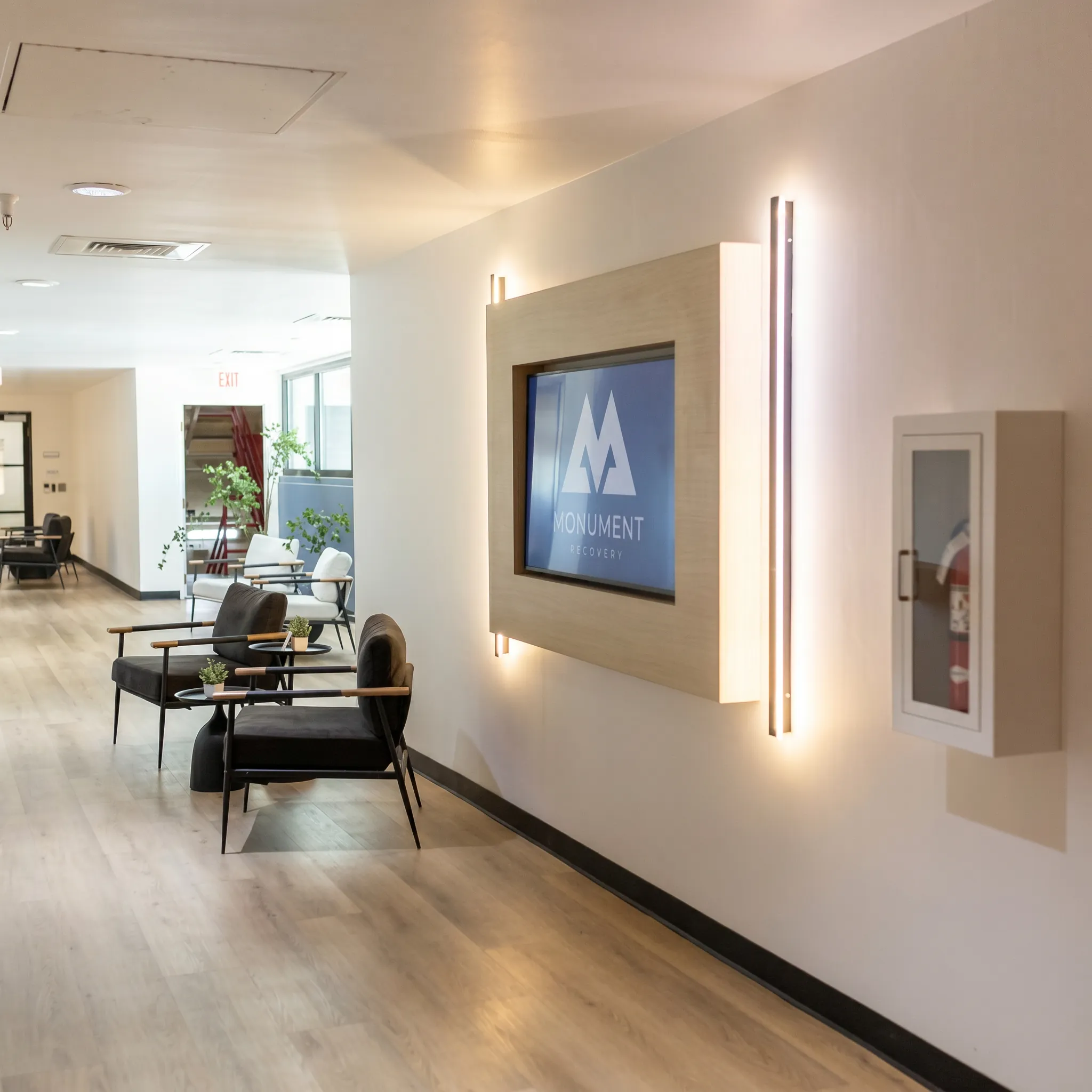 Hallway with Monument Recovery backlit display
